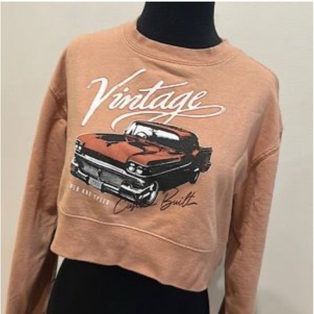 Forever 21 Pink Long Sleeve Crop Top Vintage Women's Size Medium
